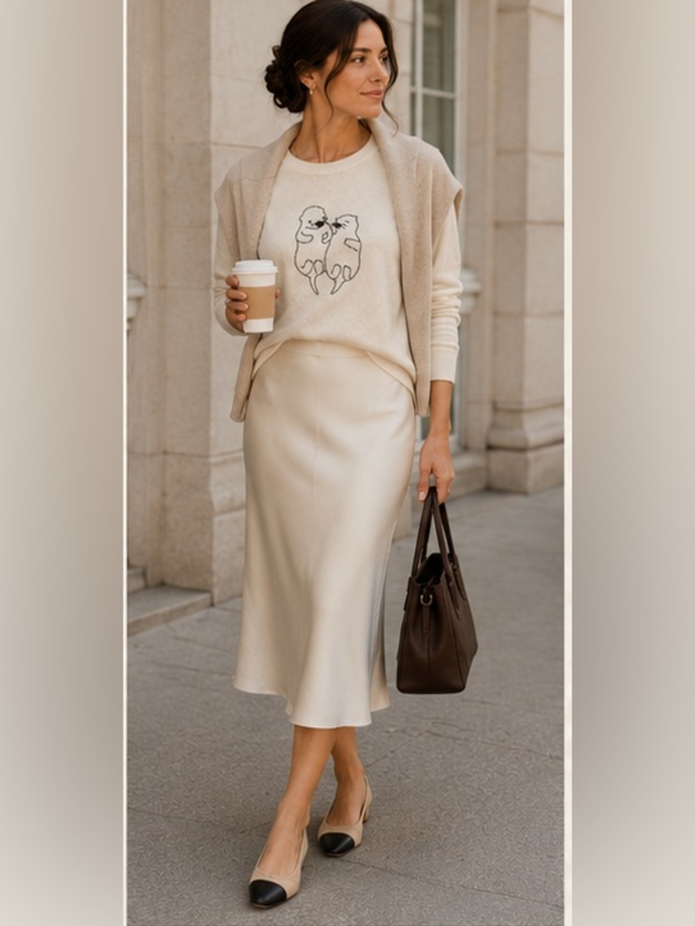 J.Crew Otter Sweater Small Merino Wool Blend Novelty Embroidered Knit Cream - Picture 6 of 7